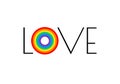 Pride rainbow flag love parade concept - love typography with pr