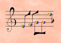 Pride and rainbow music notes background for people LGBT