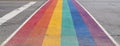 Pride Rainbow Sidewalk Crosswalk in downtown