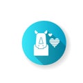 Pride rhinoceros blue flat design long shadow glyph icon