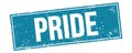 PRIDE text on blue grungy rectangle stamp