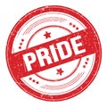 PRIDE text on red round grungy stamp