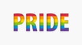 Pride word lgbt sign rainbow color stripe. Pride flag Paper cut text letters shape Concept. Vector Royalty Free Stock Photo