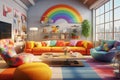 Pridethemed home decor with colorful accents and. Generative ai