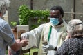 Priest celebrates the Mass during covid-19 lockdown