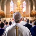 priest celebrating mass, AI generated Royalty Free Stock Photo