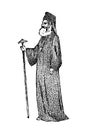 Priest in clerical clothing. Archbishop of Athens and All Greece. Greek Man Bishop in vintage style. Hand drawn engraved