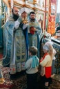 Priest conduct the communion rite Royalty Free Stock Photo