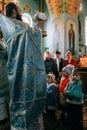 Priest conduct the communion rite Royalty Free Stock Photo