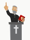 Priest gave a sermon in a church in worship. Vector illustration.