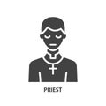 Priest glyph icon. Praying pastor avatar. Vector illustration Royalty Free Stock Photo