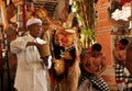Priest Hindu and Barong, something mythological story in Balinese culture.