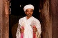 Priest holding cross at coptic church lalibella ethiopia africa Royalty Free Stock Photo