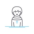 priest line icon, outline symbol, vector illustration, concept sign