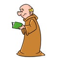 Priest monk reading a book religion illustration cartoon