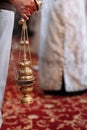 A priest in the Orthodox Christian Church holds in his hands the censer