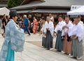 Priest, parade participants, Yasaka Jinja, Kyoto Royalty Free Stock Photo