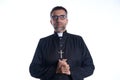 Priest pastor portrait praying hands Royalty Free Stock Photo