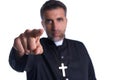 Priest pointing finger front as a blame Royalty Free Stock Photo