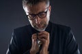 Priest praying hands with rosary beads Royalty Free Stock Photo