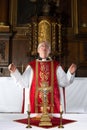 Priest praying during mass Royalty Free Stock Photo