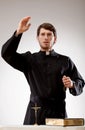 Priest is preaching a sermon Royalty Free Stock Photo