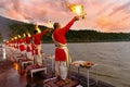 Priest in red robe in the holy city of Rishikesh in Uttarakhand, Royalty Free Stock Photo