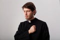 Priest is regretting for sins Royalty Free Stock Photo