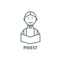 Priest at wedding in church vector line icon, linear concept, outline sign, symbol Royalty Free Stock Photo