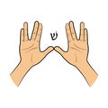 Priestly Blessing. Hands forming the Hebrew letter Shin. Vector