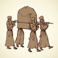 Priests carry the ark. Vector drawing Royalty Free Stock Photo