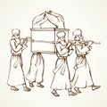 Priests carry the ark. Vector drawing Royalty Free Stock Photo