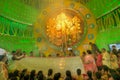 Priests carrying Sari (Hindu dress for women) for Goddess Durga, Durga Puja festival, Kolkata, India