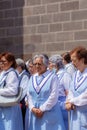 Priests and members of the Catholic church perform a procession Royalty Free Stock Photo