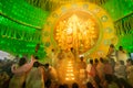 Priests praying to Goddess Durga, Durga Puja festival celebration, Kolkata, India Royalty Free Stock Photo