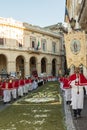 Priests in the religious procession of Corpus Domini with infio