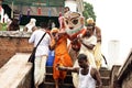 The priests return back the deities of Balabhadra to the Temple.