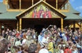 Drohobych, Ukraine - April 17, 2011: Priests sanctify the willow branches, people in the service of God, eve of Easter, Willow Sun Royalty Free Stock Photo