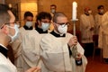 Priests during mass in a Catholic church Royalty Free Stock Photo