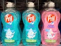 Pril power and pearls dish soap bottles with fresh scent on display Royalty Free Stock Photo