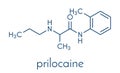 Prilocaine local anesthetic drug molecule. Skeletal formula.