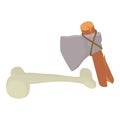 Primal weapon icon isometric vector. Axe of stone age and old animal bone icon Royalty Free Stock Photo
