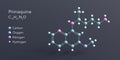 primaquine molecule 3d rendering, flat molecular structure with chemical formula and atoms color coding Royalty Free Stock Photo