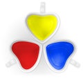 Primary color in love cups isolated. Royalty Free Stock Photo