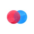 2 primary colors, blue red watercolor painting circle round