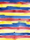 Primary Colors Horizontal Stripes Hand Painted Watercolor Pattern