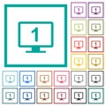 Primary display flat color icons with quadrant frames Royalty Free Stock Photo