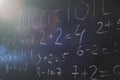 Primary maths formulas written on the blackboard background