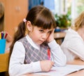 Primary school pupil during the exam