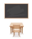 Primary school pupils sit at desk. Elementary education, children writing in copybook, raising hand to answer. Kids getting Royalty Free Stock Photo